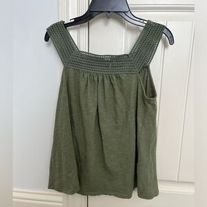 Old Navy Olive Crochet-Yoke Slub-Knit Tank Top